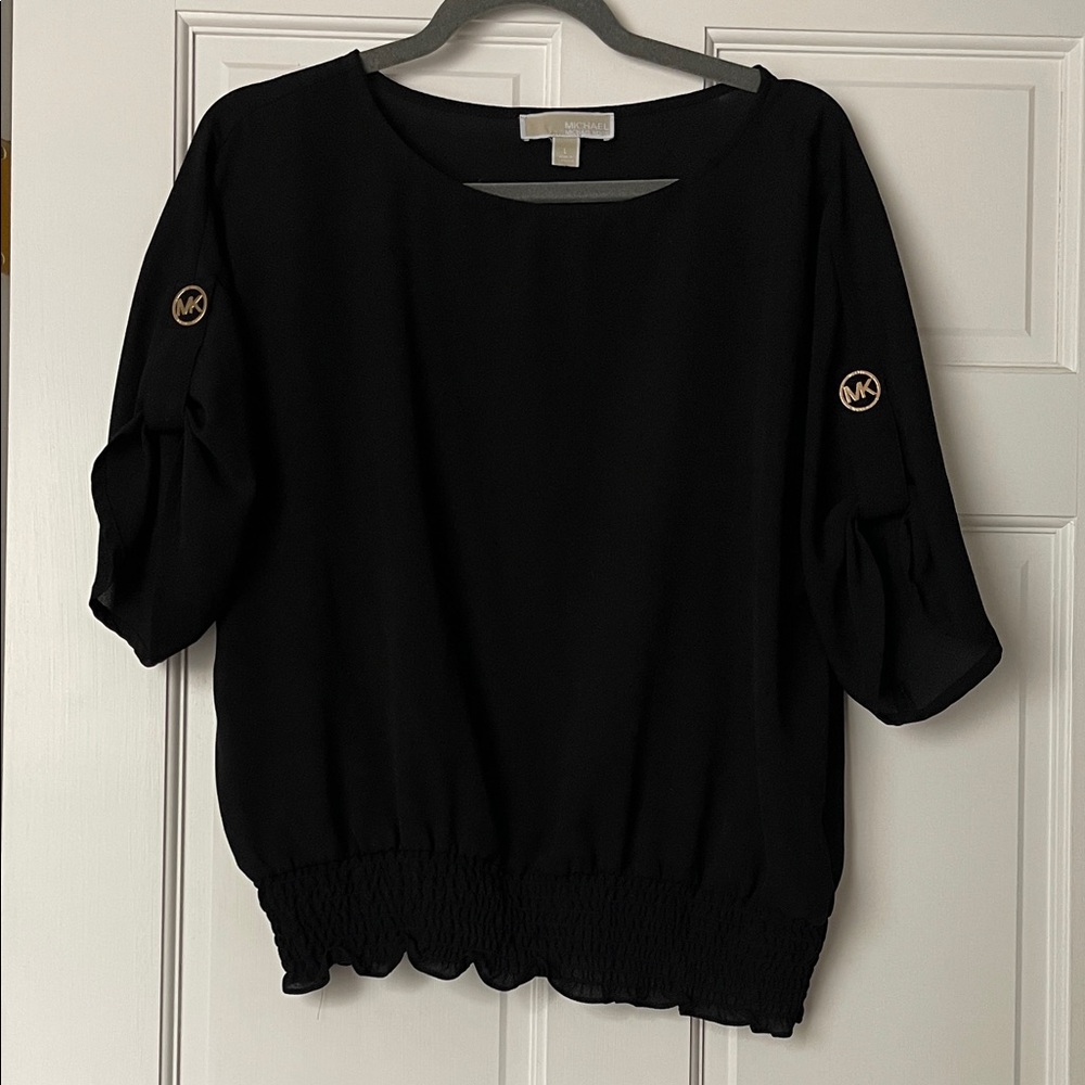 MICHAEL Michael Kors Black Blouse with Gold Accents